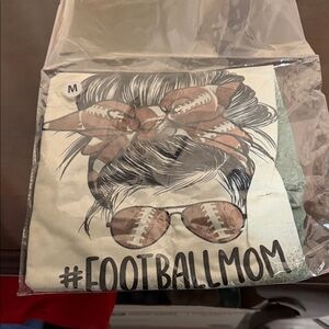 Gildan Football Mom Tee - White and Brown